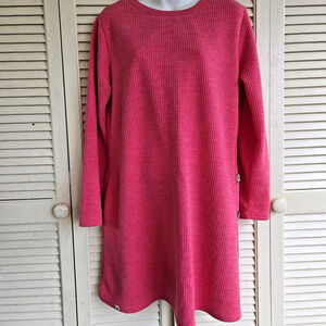 Simply Southern - Knit Coral Pink Dress - Size Large Long Sleeve Button Accents